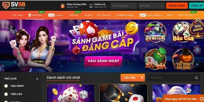 Giao diện website nhà cái